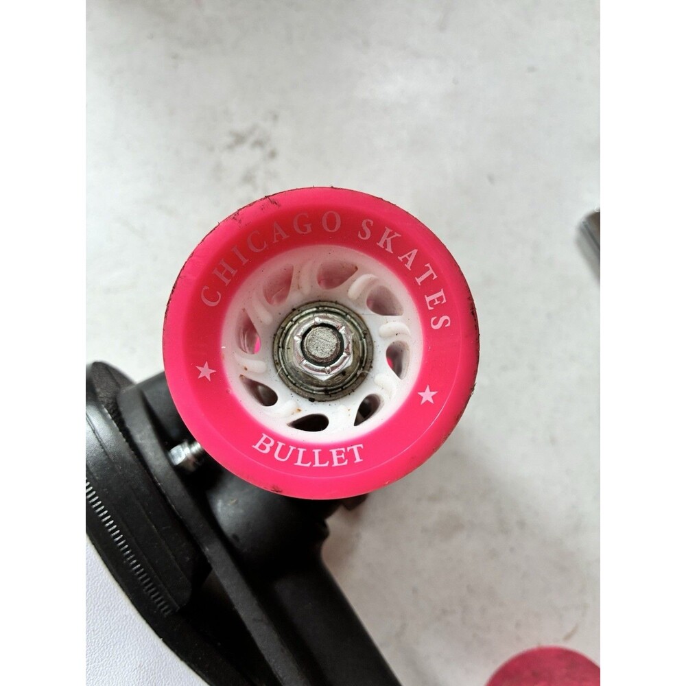 Chicago Bullet Roller Skates Womens 9 White Pink Quad Skates Lace Up Retro - Picture 6 of 9